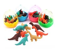 Xrten 24 Oeufs de Dinosaures avec un Petit Jouet de Dinosaure en Caoutchouc Ensemble de Mini-Gomme Crayon - Écoles, Élèves, Papeterie École