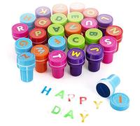Xrten 26Pcs Tampons Encreurs Enfants, Tampons Enfants Alphabets pour Enfants Encrage Timbres Cadeau Éducatif