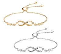 Xrten 2pcs Bracelet Signe Infini pour Femme, Bracelet Infini Femme, Bracelet Bijoux en Argent Sterling Zircone Cubique Amour Cadeau pour l'anniversaire de Noël Saint Valentin