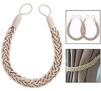 Xrten 2pcs Embrasses à Rideaux Tricot Rideau Corde, Décoration dans Clips Boucle Retenue Cordon Corde avec Perles