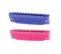 Xrten 2pcs Harmonica Diatonique 10 Trous Instrument a Anches avec Etui Jouet Musical des Enfants, Bleu et Rose