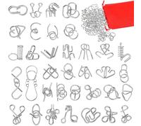 Xrten 36 Pcs Casse-Tête Métal, Jeux Casse Tête Metal, Métallique Wire Set Mini IQ Puzzle, Casse Tete Metallique, Casse Tete Adulte Jouet Éducatif pour Adultes et Enfants