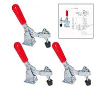 Xrten 3pcs Barre en U Barre Rouge Serre-tête à Levier Vertical, Rapide Base Horizontale Sauterelle de Menuisier à Fixation, 102B 180Kg 397 Lbs