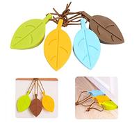 Xrten 4 Pièces Arrêts Cale de Porte, Décorative en Silicone en Forme Feuille Silicone Porte Stopper avec Lanière pour Jardin de Bureau à Domicile