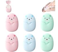 Xrten 6 Boîte 300Pcs Feuilles de Papier à Savon de Papier à Savon Mini Portable avec Boîte en Plastique pour Les Voyages Camp en Plein Air Randonnée (Rose + Bleu + Vert)
