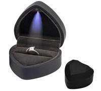 Xrten Boîte à Bagues en Forme de Cœur avec Lumière LED, Boite Coeur, Ecrin Bague, Boite Bague, Boîte à Bague en Velours pour Mariage, Fiançailles, Saint-Valentin