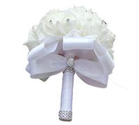 Xrten Bouquet De Mariée Mariage Artificielle Fleurs, Mariée Bouquet Demoiselle d'honneur, Artificiel, Blanc