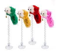 Xrten Cadeau de Chat, Fausses Souris avec Ventouse, Baguette Teaser de Chat avec Cloche, 4 Pièces