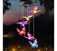 Xrten Carillon Éoliens, Lumière LED Carillon de Vent Papillon, Cadeau Femme Anniversaire Cadeau Fete des Meres, pour Décoration de Jardin, Patio, Porch, Terrasse
