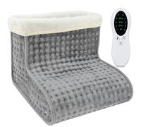 Xrten Chauffe-Pieds Électrique, USB Chauffe Pied avec Doublure en Peluche, Chauffe-Pieds avec 10 Niveaux de Température, Arrêt Automatique, Doublure Lavable (Gris)
