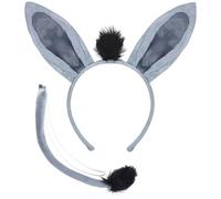 Xrten Costume de Âne pour Enfant, Ensemble de Costume Animal Oreilles Bandeau Queue Serre-tête Animaux Mignon
