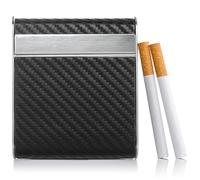 Xrten Étui à Cigarettes en Métal, Etui Cigarette avec Fermeture Magnétique pour 20 Cigarettes, Porte-Cigarettes Homme, Boite a Cigarette en Acier Inoxydable, Noir