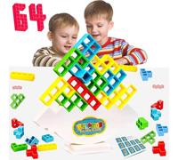 Xrten Jouet D'équilibre pour Enfant, Blocs De Construction Russes, Jeu D'empilage, Swing Stack Attack High Balance Jeu Société Adulte