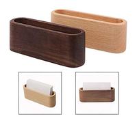 Xrten Lot de 2 Porte Carte de Visite Bureau Bois, Noyer Professionnelle de Visite Organisateur de Carte pour Bureau Countertop
