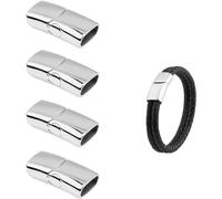Xrten Lot de 4 fermoirs magnétiques en acier inoxydable pour bracelets, fabrication de bijoux, loisirs créatifs (argent, 12 x 6 mm)