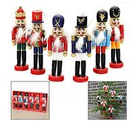 Xrten Lot de 6 Casse Noisette Soldat de Noël, Décorations de Noël Casse-Noisette Figurine de Soldat en Bois