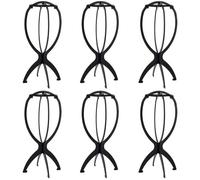 Xrten Lot de 6 supports de perruque pliables pour cheveux courts de voyage (noir)