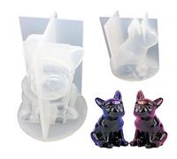 Xrten Moule à Bougies en Forme de Bouledogue Français, 3D en Résine Epoxy, Silicone