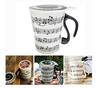 Xrten Mug avec Couvercle, Déco Notes de Musique, Citron Mug Café Tasse à Thé, Tasse en Porcelaine