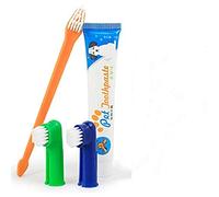 Xrten Plaque et Tartare Kit de Soins Dentaires pour Animaux de Compagnie, Dentifrice pour Chien, Brosse à Dents, Brosses à Doigts