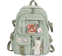 Xrten Sac a Dos Kawaii, Kawaii Sac à Dos avec Épingles et Pendentif Animal en Peluche, Sac Kawaii Fille, Sac à Dos Mignon avec Accessoires Kawaii, pour Femme et Fille
