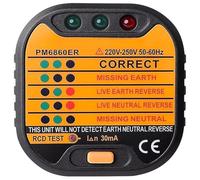 Xrten Testeur de Prise, Testeur de Circuit Electrique, Détecteur de Polarité de Circuit 220-250V, avec Test RCD, Adapté À la Détection de Câblage de Prise de Courant