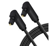 xruc Câble Optique Numérique Spdif 1M Câble Optique Audio Toslink avec Double Angle 90°, Fibre Optique Spdif Rotatif 360° pour PS4 Xbox Home Cinéma Barre de Son
