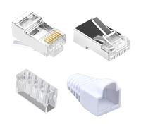 xruc Lot de 20 Connecteurs Réseau RJ45 CAT6 Blindés à Sertir, RJ45 Connector Ethernet LAN, Compatible con Câbles CAT5e 6 6A, Fiches Réseau Pass Through avec Protection Anti-Torsion