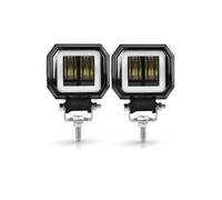 XRUKGUO Barre Lumineuse Travail LED Avec Lentille 7D 3 Pouces 2 Pièces Phare Voiture Carré Halo Moto Pour Jeep Pour ATV Feux Conduite 12V 24V Avec Spot Lumineux Moto Feux(2pieces Square Blue)