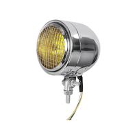 XRUKGUO Phares Avant Moto Support De Lampe Avant Halogène Pour Phare Rétro Moto Noir Chromé Pour Universel(Chrome Yellow Lens)