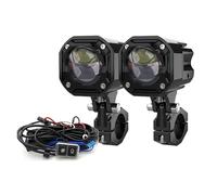 XRUKGUO Projecteur LED Pour Motos Phare Auxiliaire Antibrouillard Pour Mini 6000K Lampe Conduite Faisceau Hi/Lo Avec Spot Lumineux Moto Feux(A set White White)