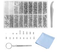 XRVRILE 1000 PCS Kit de réparation pour lunettes, mini vis avec pince, tournevis et chiffon vis pour lunettes de vue pour lunettes pour différents types de montures et de plaquettes nasales