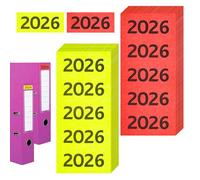XRVRILE 400 Pièces Autocollants Année 2026 pour Classeur, Étiquettes Annuelles 2026 Rouge Jaune, Autocollant 2026 Adhésif pour Archivage Bureau Dossiers