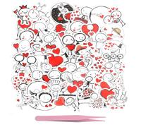 XRVRILE 50 Cozy Stickers et Pinces à Épiler, Autocollant Coeur, Amour Figures Esquissées avec des Motifs D'amour et de Cœur, Autocollants Amusants pour Ordinateurs Portables, MacBooks, Albums, Valises
