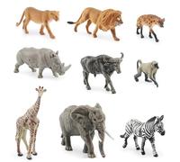 XRVRILE Lot de 9 figurines d'animaux sauvages Safari, mini animaux de la forêt, jouets zoo, animaux de la ferme, jouets d'animaux, jouets pour enfants