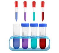 XRVRILE Lot de 9 pipettes en plastique pour enfants - 5 ml - Tubes à essai avec support - Pipettes compte-gouttes et support de tubes à essai pour laboratoire créatif - Expériences pour enfants