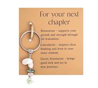 XRVRILE Porte-clés en cristal pour femmes avec carte, cadeau encourageant, porte-bonheur pour un nouvel emploi, un nouveau départ, cadeau d'adieu porte-bonheur pour une amie ou une collègue