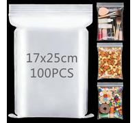 XRXYMQ 100 Pièces Sachet Plastique Transparent 17x25 cm Pochon Plastique Refermables Petit Sachet Transparent Imperméable Pochette Zip pour Rangement dans Cuisine Portionnement Biscuits et Bonbons