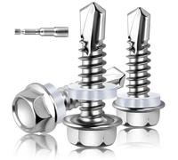 XRXYMQ 100 Pièces Vis Autoforeuse Metal M5.5x25 mm Vis Autoforeuse Inox Toiture Fixation Bac Acier Rondelle D'étanchéité Bac Acier Ral 7016 Pour Construction