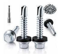XRXYMQ 100 Pièces Vis Autoforeuses Métal 5,5 x 38 mm Vis Bac Acier Joint | Vis autoperceuse pour metal, vis etanche avec joint, fixation bac acier, toiture, tôle, carport et clôture