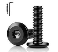 XRXYMQ 15 Pièces Vis M8 Tete Plate Noire Boulon M8x30 mm Vis Inox A2 V2A Hexagonales Boulon Noir Convient aux Machines et Manuelles avc Clés Allen et Drill Bit