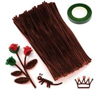 XRXYMQ 200 Cure Fil Chenille Pipe Cleaners Brun Rougeâtre Cure-pipe 6mmx300mm Cure Pipe Chenille Couleurs Assorties pour Loisirs Creatifs Fils Chenilles Loisirs Creatifs pour DIY Décoration Fleurs