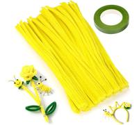 XRXYMQ 200 Cure Fil Chenille Pipe Cleaners Jaune Clair Cure-pipe 6mmx300mm Cure Pipe Chenille Couleurs Assorties pour Loisirs Creatifs Fils Chenilles Loisirs Creatifs pour DIY Décoration Fleurs
