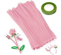 XRXYMQ 200 Cure Fil Chenille Pipe Cleaners Rose Caoutchouc Cure-pipe 6mmx300mm Cure Pipe Chenille Couleurs Assorties pour Loisirs Creatifs Fils Chenilles Loisirs Creatifs pour DIY Décoration Fleurs