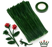 XRXYMQ 200 Cure Fil Chenille Pipe Cleaners Vert Foncé Cure-pipe 6mmx300mm Cure Pipe Chenille Couleurs Assorties pour Loisirs Creatifs Fils Chenilles Loisirs Creatifs pour DIY Décoration Fleurs