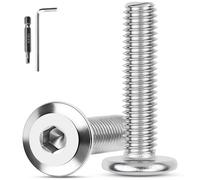 XRXYMQ 25 Pièces Vis M6 x 50 mm Tête Plate A2 V2A Vis inox M6 Pour Boulons de Meubles Six Pans Creux Avec Clé Hexagonale