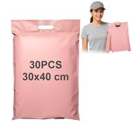 XRXYMQ 30 Pièces Pochette Envoie Colis Vinted 30x40 Cm Emballage Colis Vinted Poignée Enveloppe Plastique Expedition Résistante Imperméable Rose Sac Envoie pour Vêtements Livres Chaussures Objets0