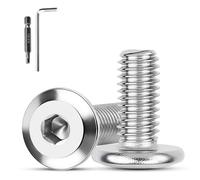 XRXYMQ 35 Pièces Vis M6 x 30 mm Tête Plate A2 V2A Vis inox M6 Pour Boulons de Meubles Six Pans Creux Avec Clé Hexagonale