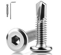 XRXYMQ 60 Pièces Vis Autoforeuse 410 Inoxydable M6.3x19 mm Vis Autoforeuse Métal pour Structures Métalliques Tôles, Mobilier Bricolage Construction Bois-Métal