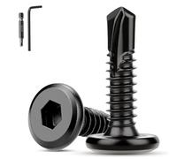 XRXYMQ 60 Pièces Vis Autotaraudeuses Acier Inoxydable M6.3x19 mm Vis à Tôle Autotaraudeuses 410 à Six Pans Creux Autoforeuses Noires avec Tournevis llen